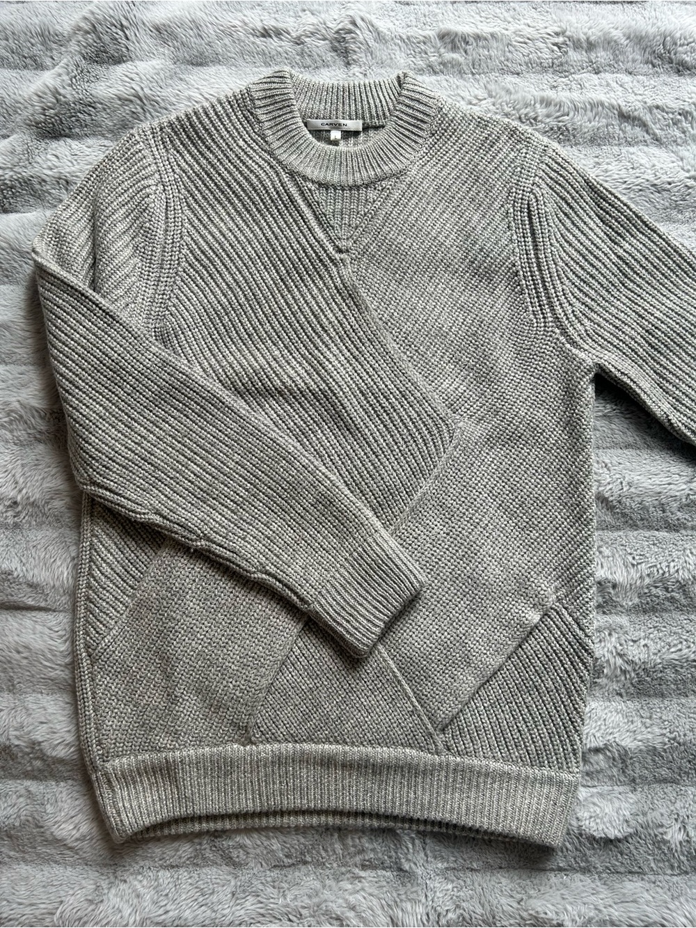Carven Light Gray Textured Crewneck Sweater